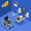 A detailed illustration showcasing a wheelchair next to a toilet, emphasizing accessibility features and suitability for the best toilets for seniors.