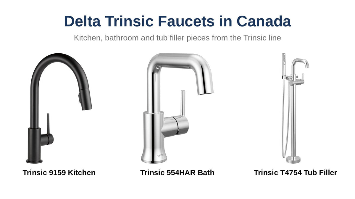 Delta Trinsic 9159 kitchen faucet, 554HAR bathroom faucet and T4754 tub filler
