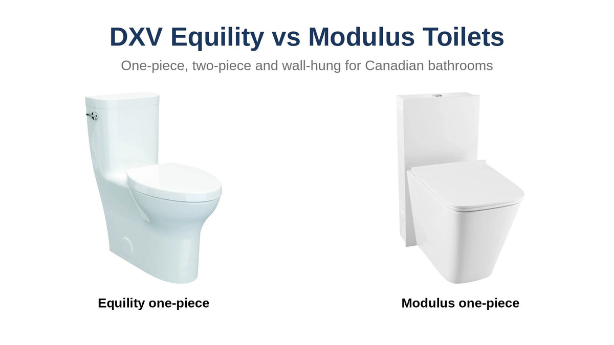 DXV Equility one-piece toilet and DXV Modulus one-piece toilet