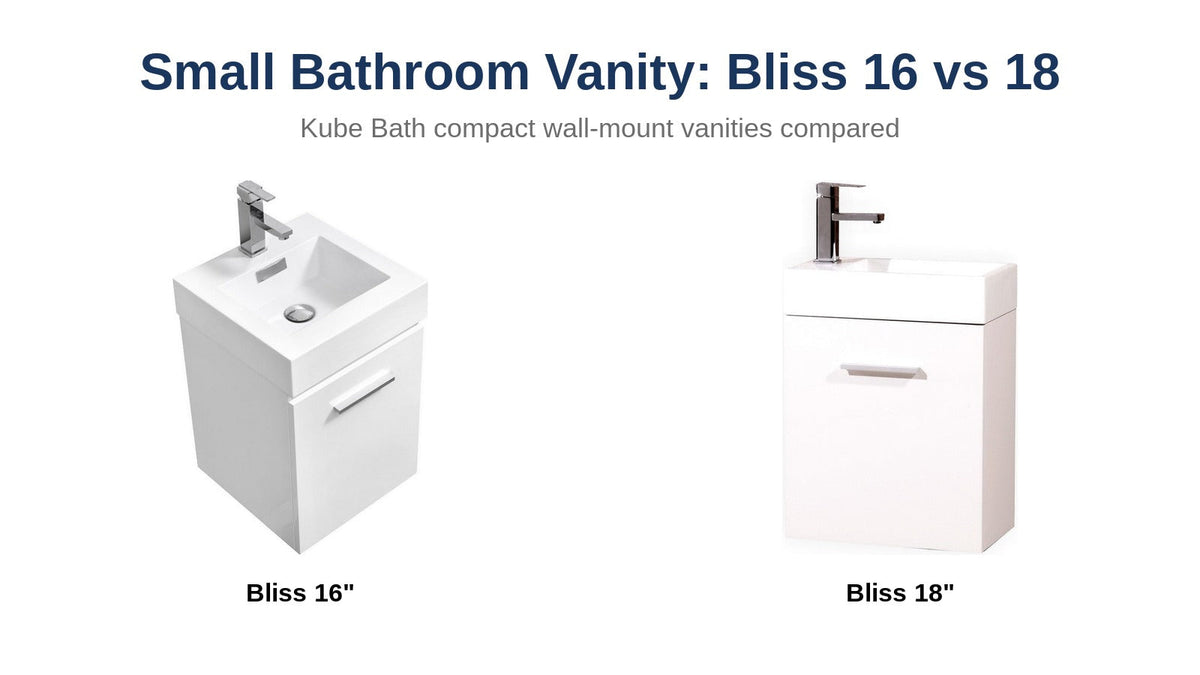 Kube Bath Bliss 16 inch and Bliss 18 inch wall-mount vanities