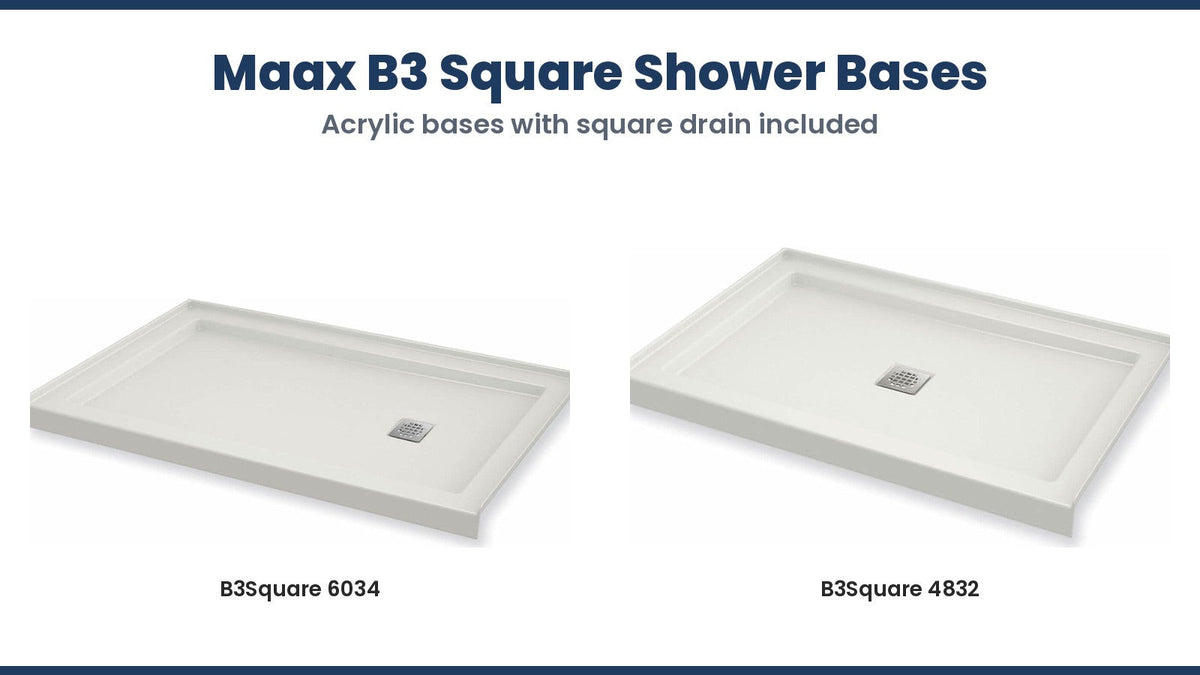 Maax B3Square 6034 and 4832 acrylic shower bases