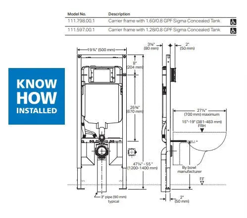 Geberit Duofix in-wall System With Sigma Concealed Tank 111.798.00.1 1.6 / 0.8 GPF - Plumbing Market
