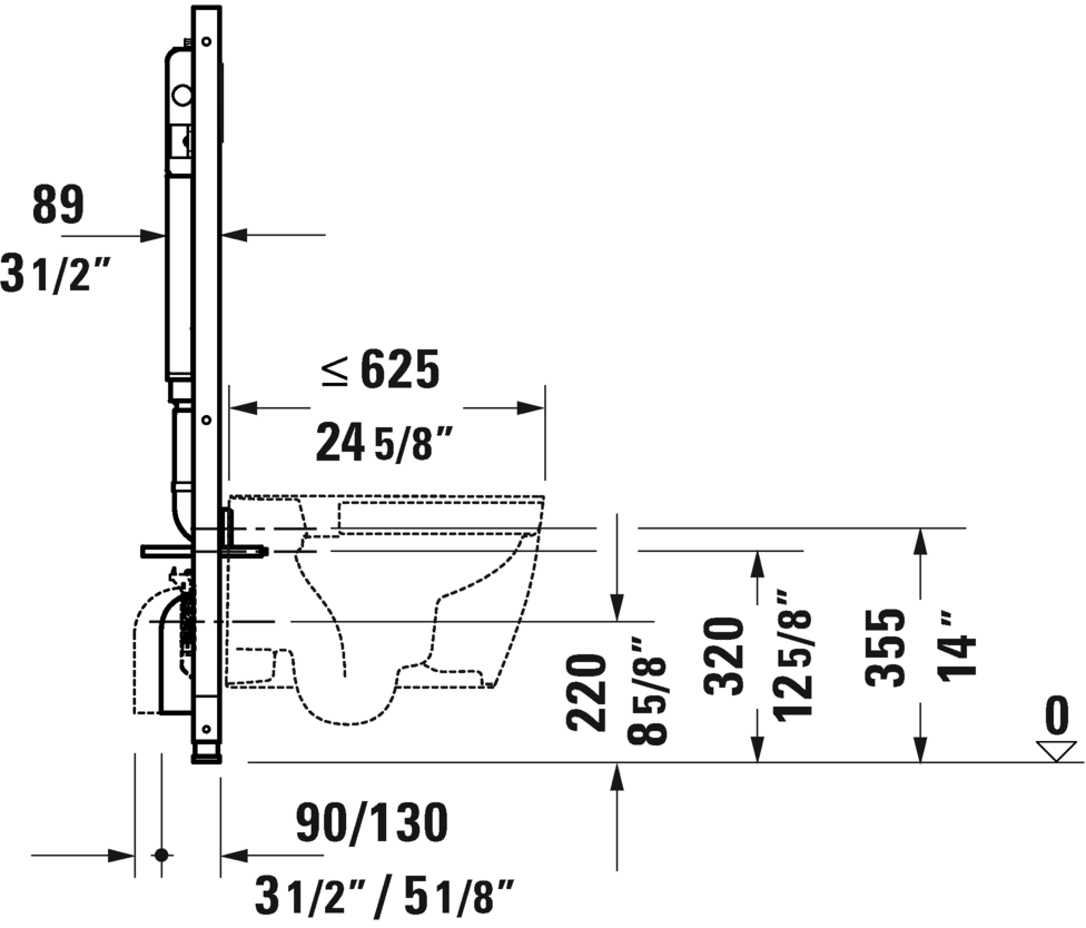 Duravit Durasystem Toilet in-wall tank & carrier, Standard #WD1022000091-  1.6/0.8 gpf - Plumbing Market
