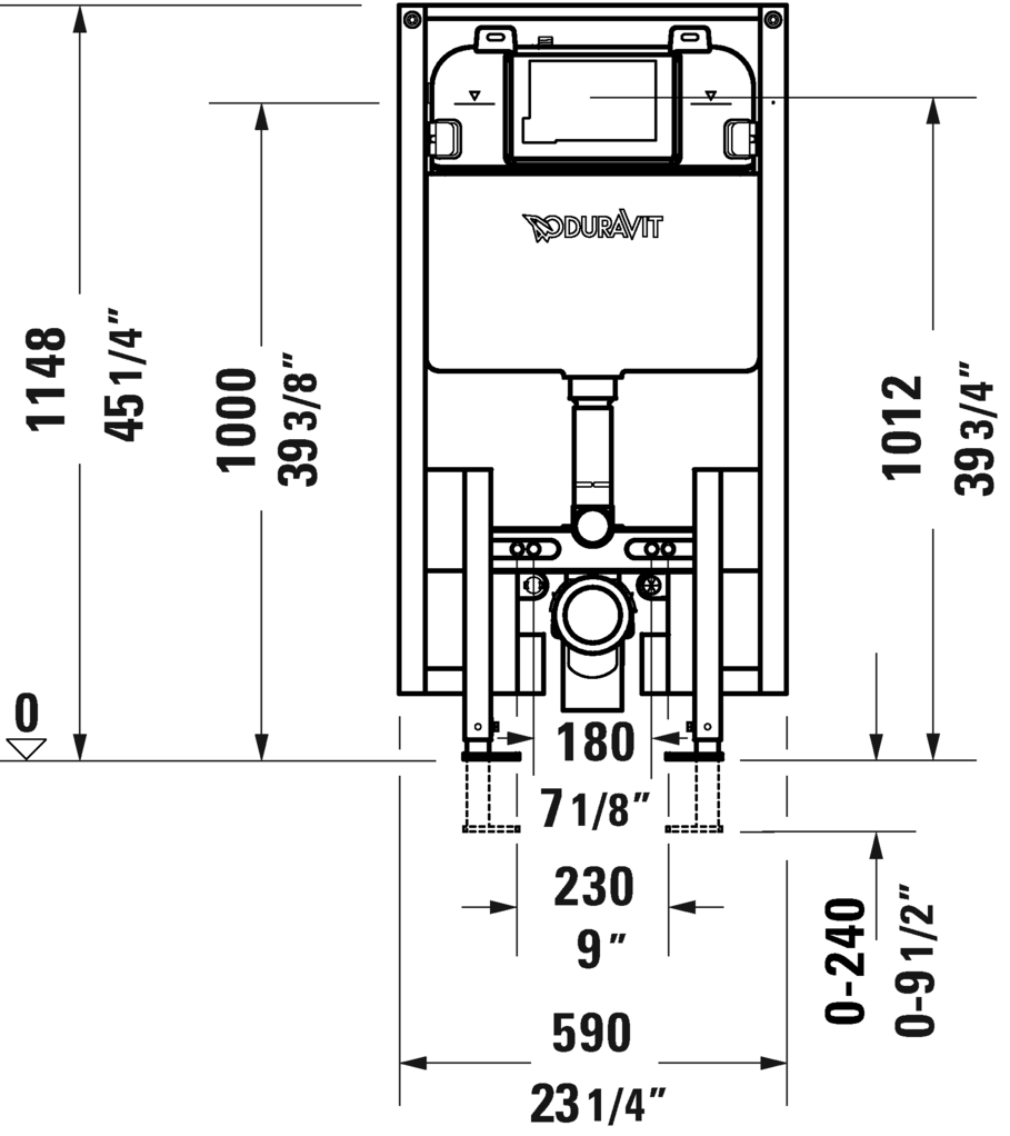 Duravit Durasystem Toilet in-wall tank & carrier, Standard #WD1022000091-  1.6/0.8 gpf - Plumbing Market