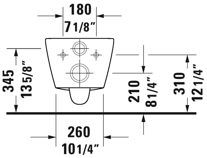 Duravit wall-mounted Rimless toilet Bowl   #257709D -  1.28/0.8 gpf - Plumbing Market