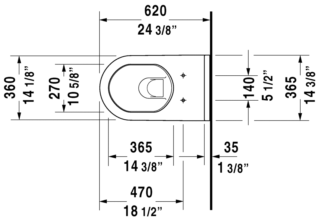 Duravit Starck 3 wall mount bowl - 2226090092 - 1.6/0.8 gpf - Plumbing Market
