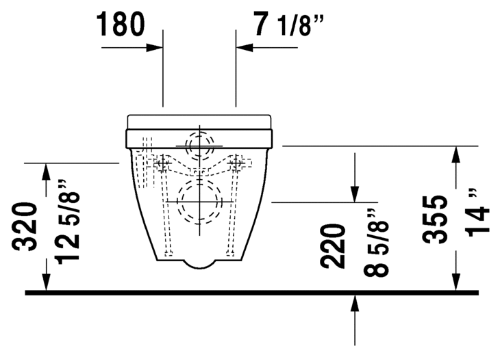 Duravit Starck 3 wall mount bowl - 2226090092 - 1.6/0.8 gpf - Plumbing Market