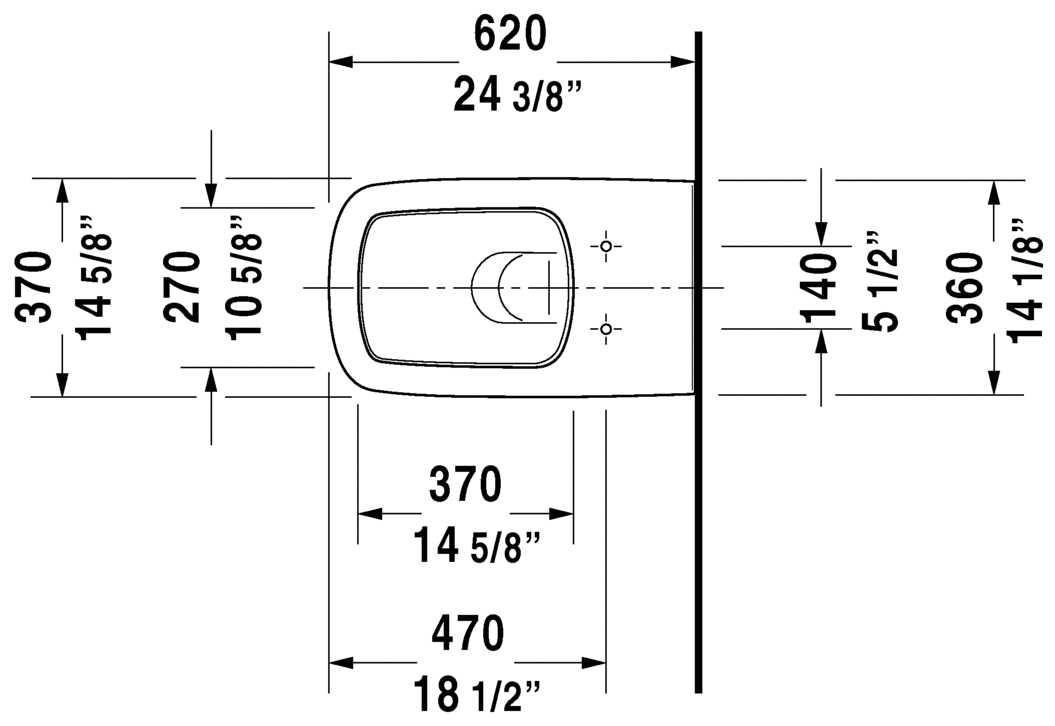 Duravit DuraStyle wall mount bowl, 2537090092 1.6/0.8 gpf - Plumbing Market