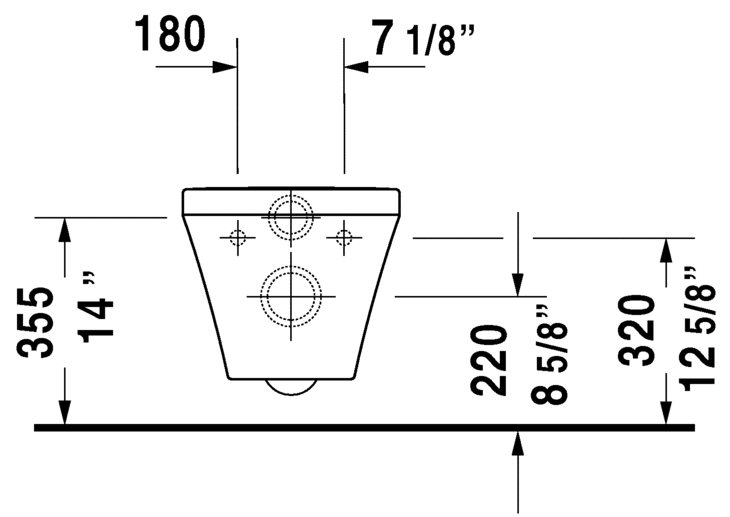 Duravit DuraStyle wall mount bowl, 2537090092 1.6/0.8 gpf - Plumbing Market
