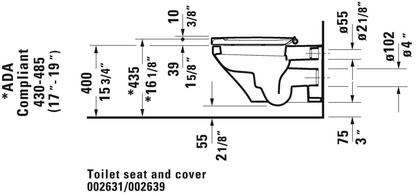 Duravit DuraStyle wall mount bowl, 2537090092 1.6/0.8 gpf - Plumbing Market