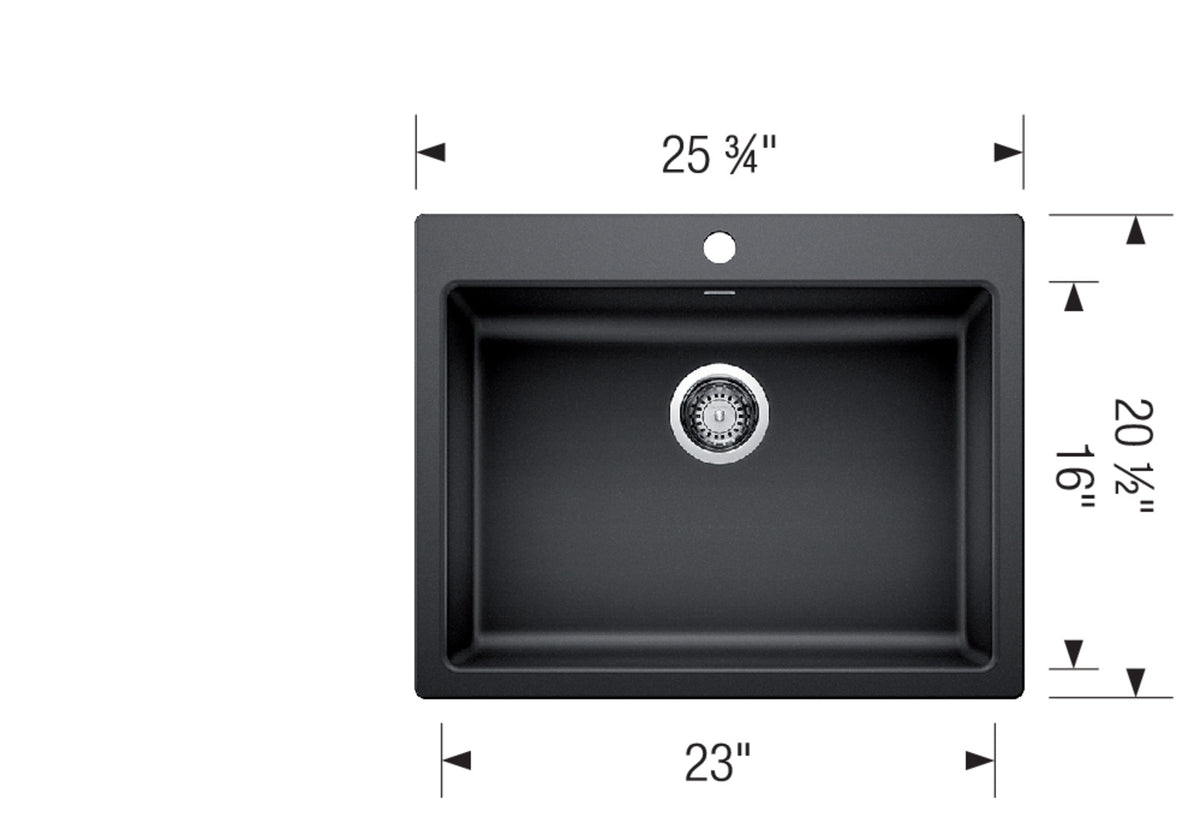 Blanco Precis ADA/CSA 25 3/4" Dual Mount SILGRANIT Kitchen Sink dimension drawing