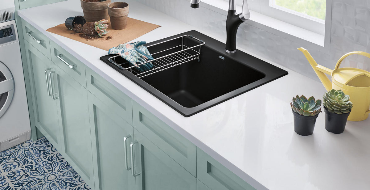 Blanco Liven 33 Equal Double Low Divide Dual Mount SILGRANIT Kitchen Sink installed
