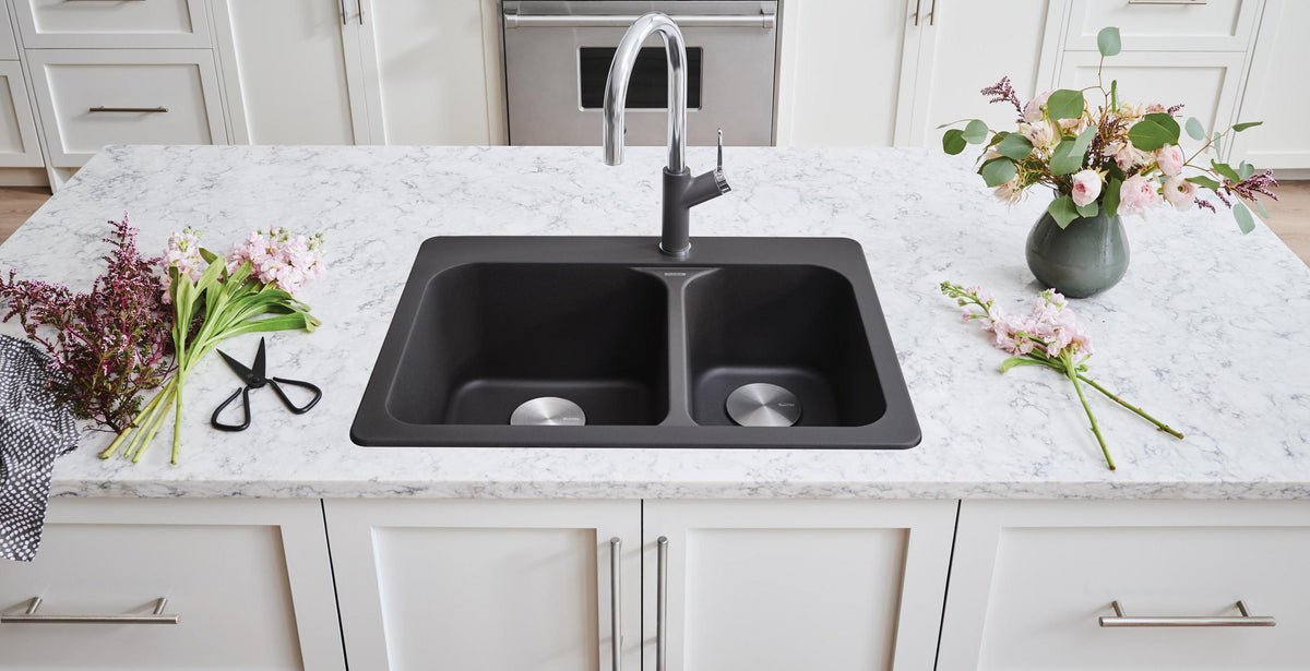 Blanco Vision 1 24 5/8" Drop-in SILGRANIT Kitchen Sink installed