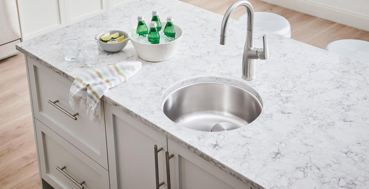 Blanco BLANCORONDO Drop-in SILGRANIT Bar Sink installed