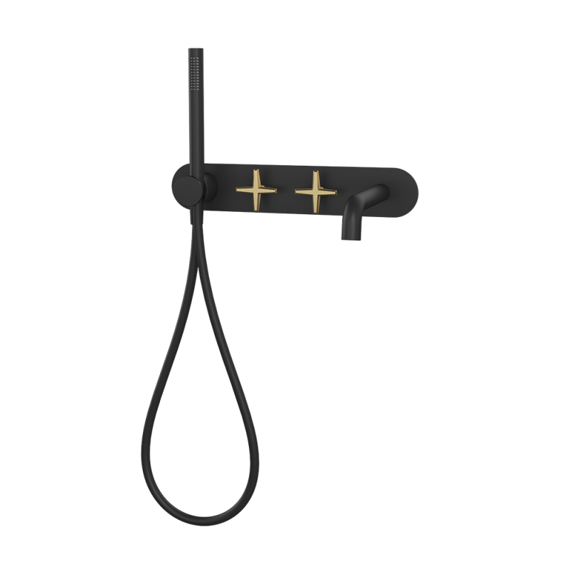 Rubi Lexa Wall-Mounted Bath Faucet Matte Black / Brushed Gold RLX32DBKOR
