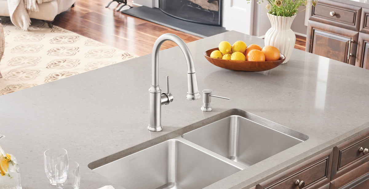 Blanco Empressa kitchen faucet installed in a kitchen