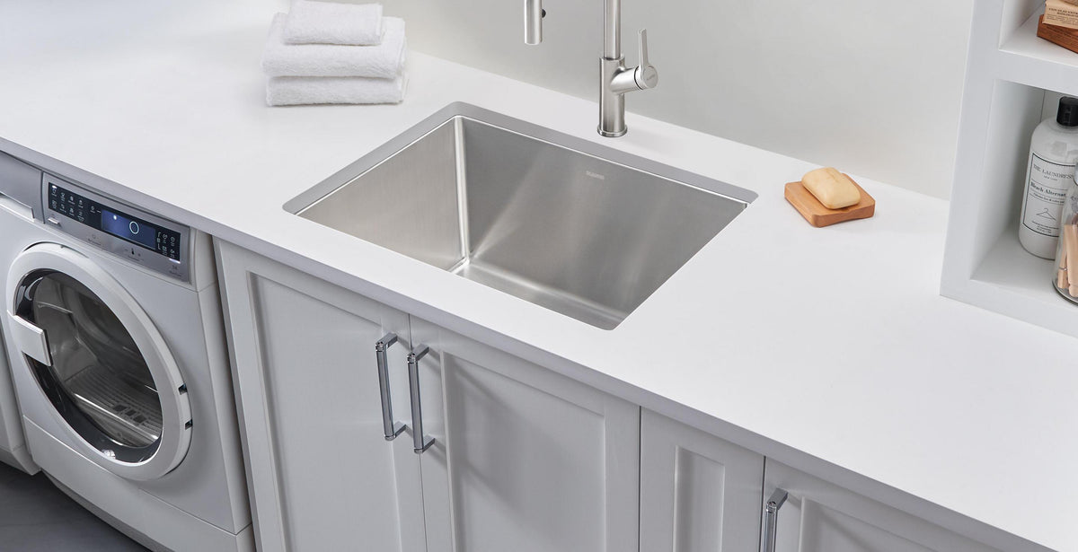 Blanco Quatrus U 1 Super Single 32" Undermount Stainless Steel Kitchen Sink installed