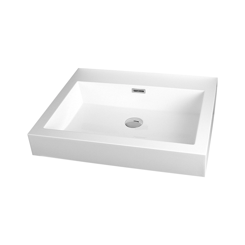 Rubi Arto Countertop Basin 4 Sides Finish with Overflow White Gloss RTO584FBL