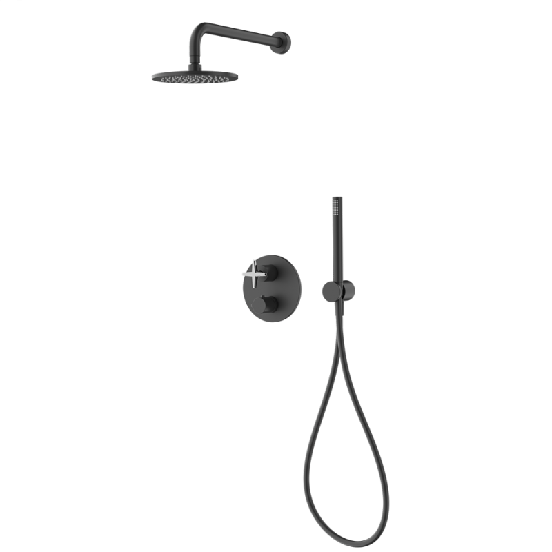 Rubi Lexa 1/2" Thermostatic Shower Set with 8" Shower Head and 16" Horizontal Arm RLX2A40-13N