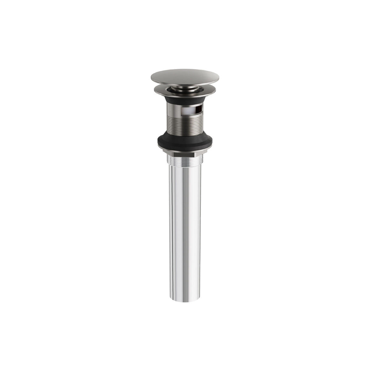 Aquabrass Xpress 1 1/4” Round Press Pop-up Drain with Overflow 00899 in Brushed Nickel PVD