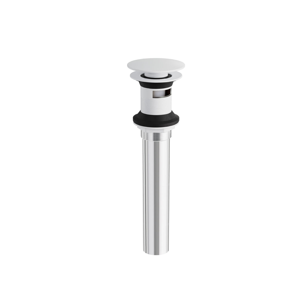 Aquabrass Xpress 1 1/4” Round Press Pop-up Drain with Overflow 00899 in White