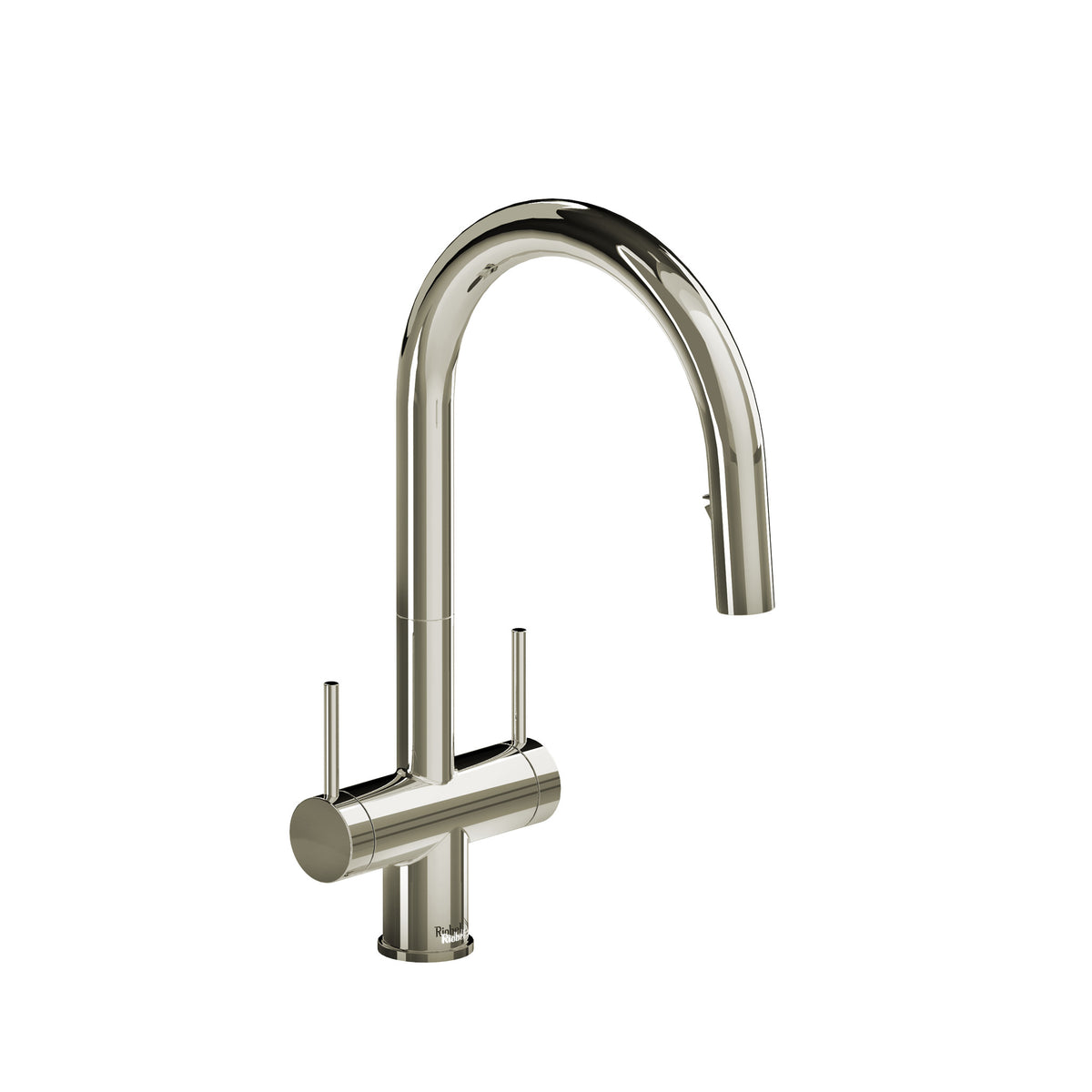 Riobel Azure Two Handle Pull-Down Kitchen Faucet With C-Spout - Polished Nickel (AZ801PN)