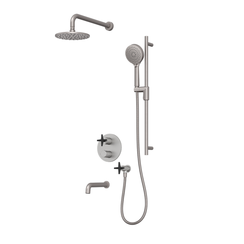 Rubi Lexa 1/2" Thermostatic Shower Set with 8" Shower Head and 16" Horizontal Arm RLX2A21-13N