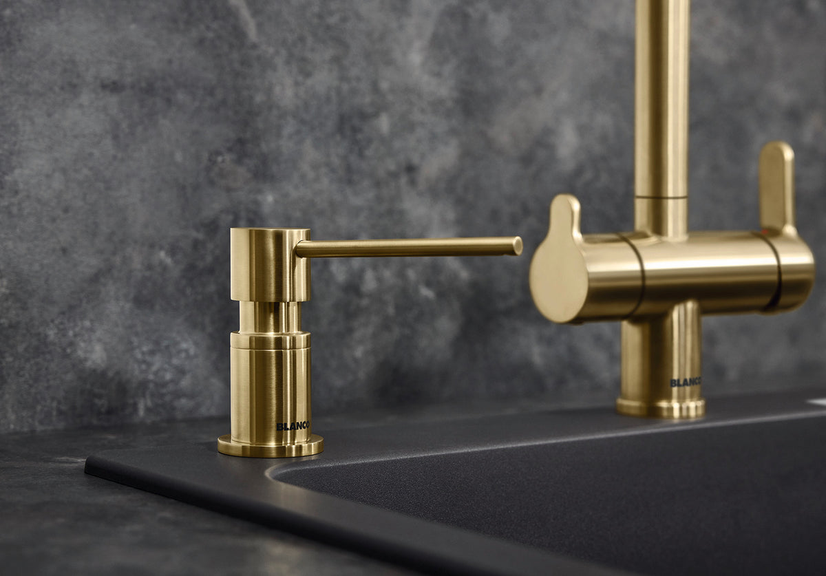 Blanco Lato soap dispenser installed in a kitchen