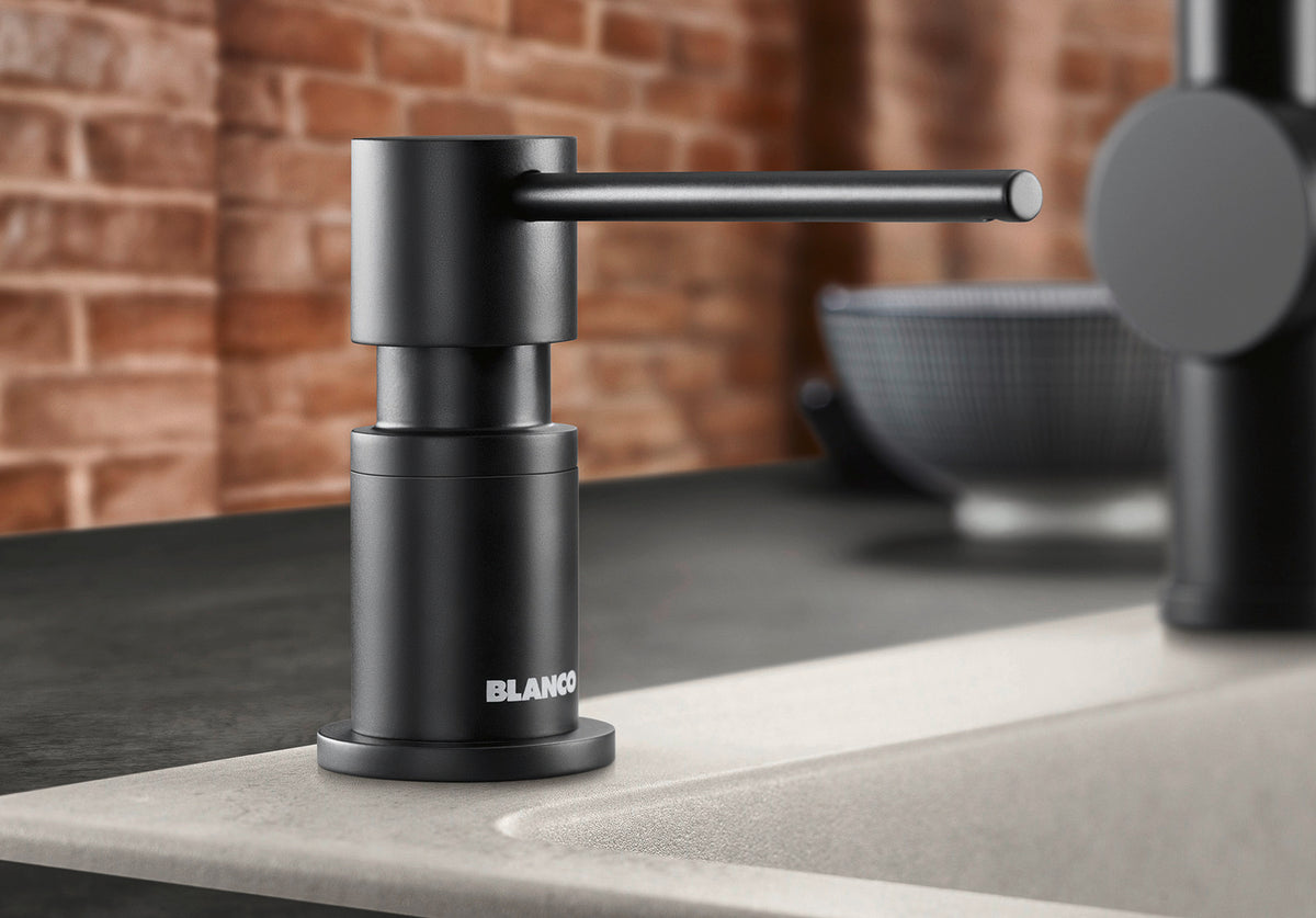 Blanco Lato soap dispenser installed in a kitchen