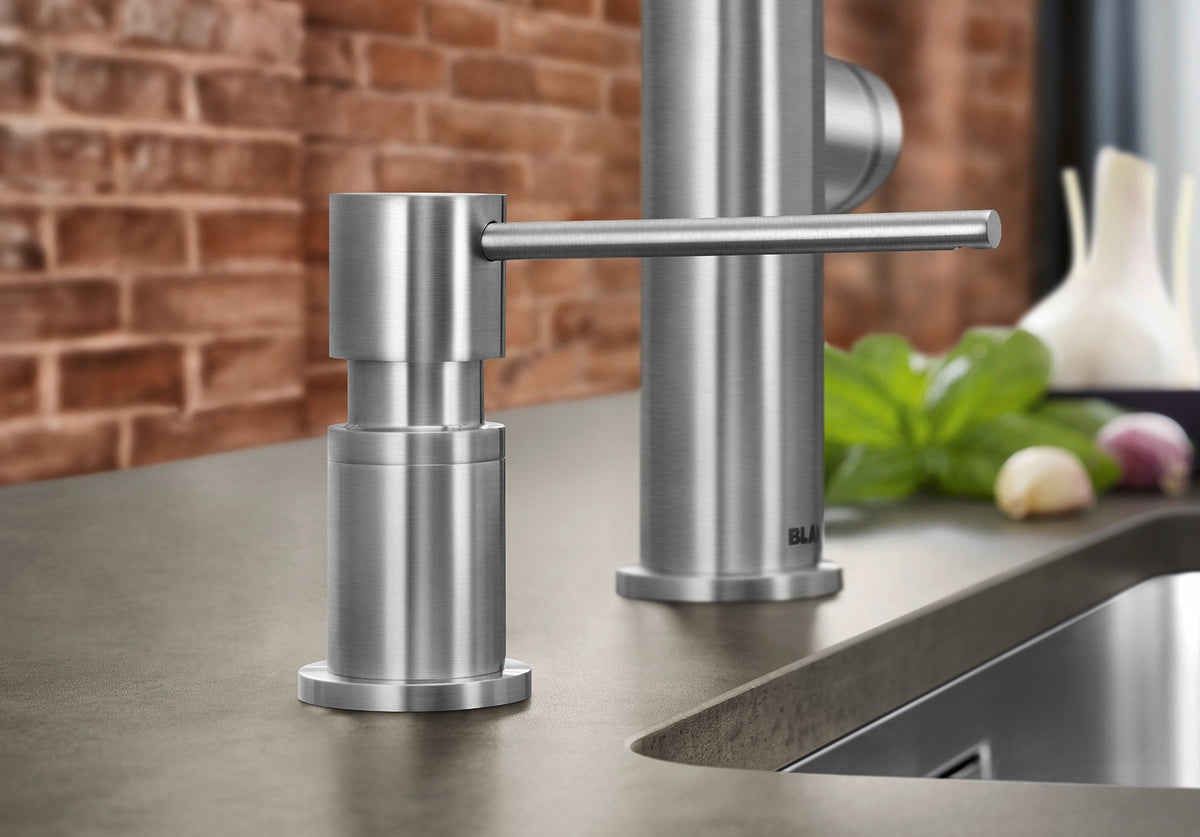 Blanco Lato soap dispenser installed in a kitchen