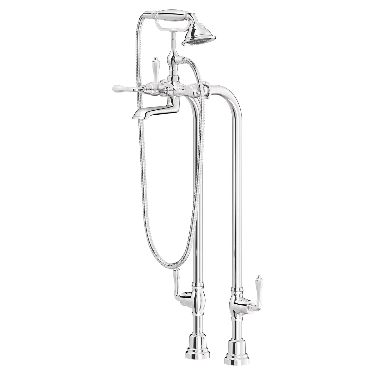 DXV Traditional Floor Mount Bathtub Filler with Hand Shower and Lever Handles in Polished Chrome (D3510195C.100)