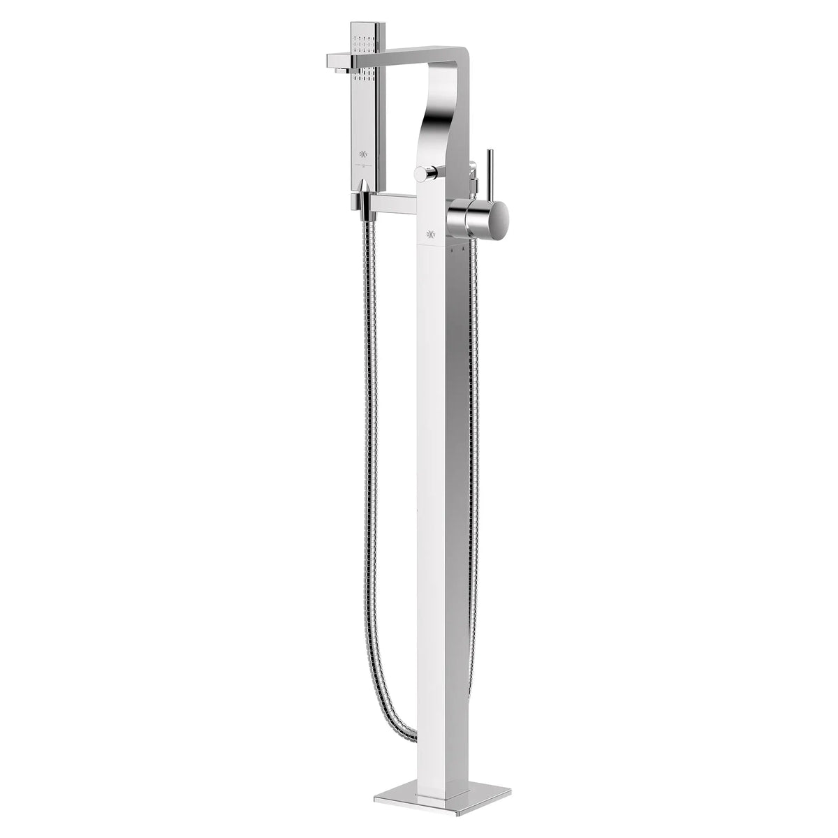 DXV Equility Square Floor Mount Bathtub Filler with Hand Shower and Lever Handle in Polished Chrome (D3590090C.100) - view 2