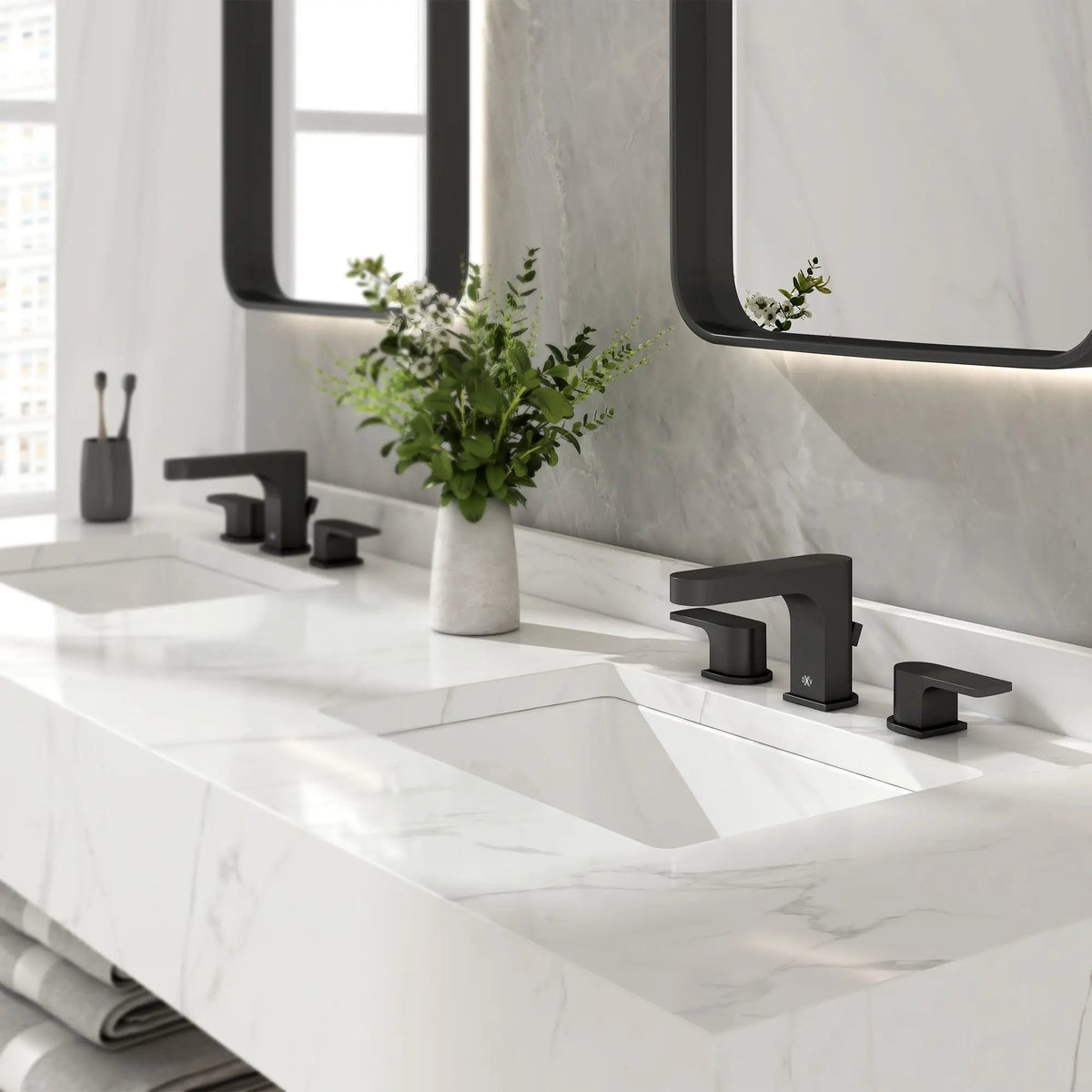 DXV Equility 2-Handle Widespread Bathroom Faucet with Lever Handles in Matte Black (D35109800.243)