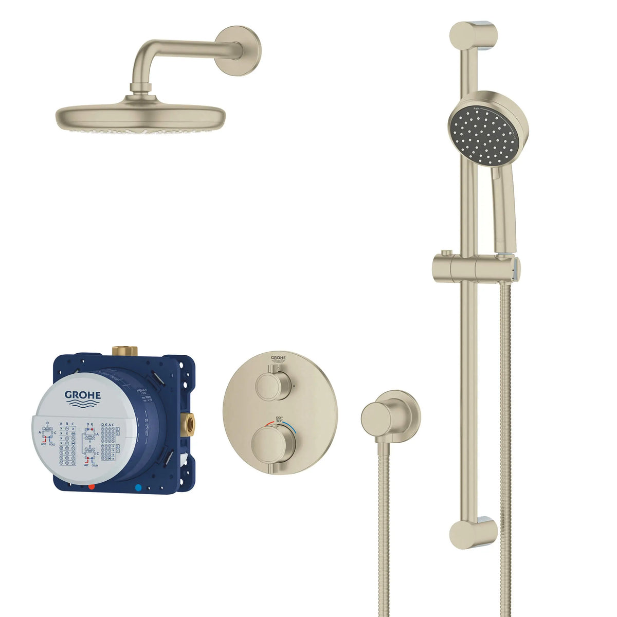 Grohe GROHTHERM ROUND THM SHWR SET  Brushed Nickel 34745EN0 - Brushed Nickel
