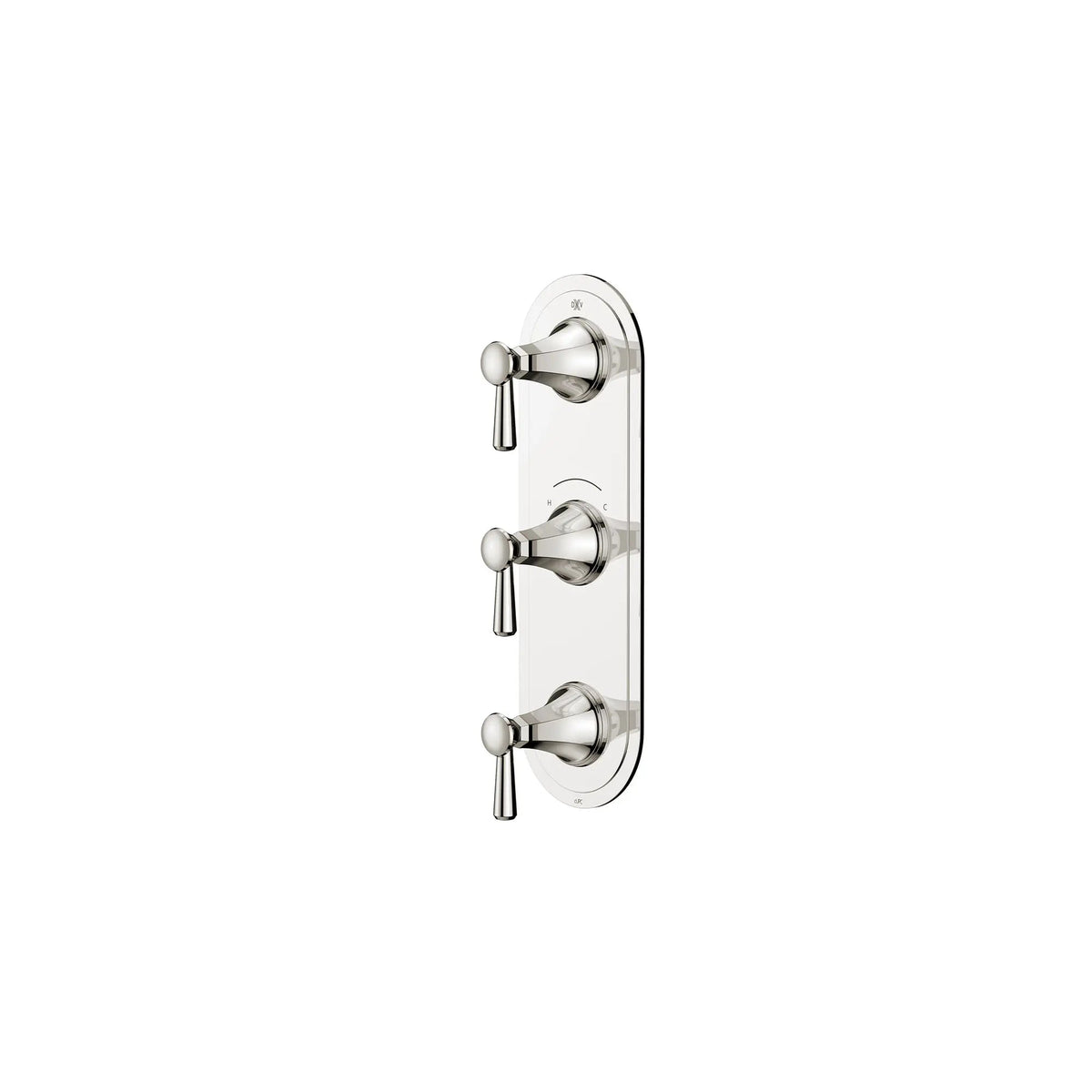 DXV Fitzgerald 3-Handle Thermostatic Valve Trim Only with Lever Handles in Platinum Nickel (D35160537.150) - view 3