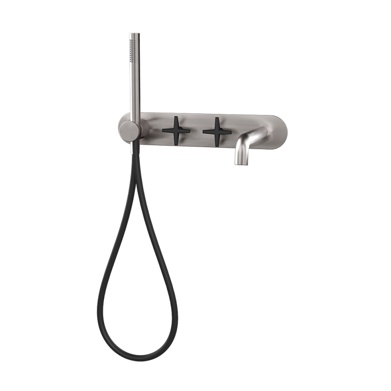 Rubi Lexa Wall-Mounted Bath Faucet Stainless Steel / Matte Black RLX32DIXBK