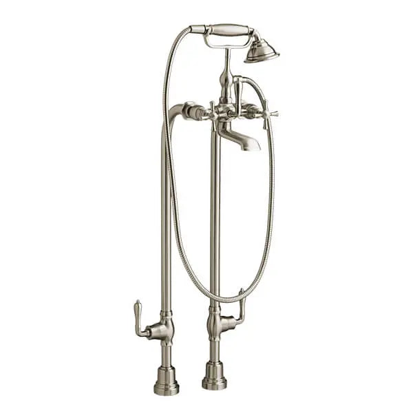DXV Transitional Floor Mount Bathtub Filler with Hand Shower and Cross Handles in Brushed Nickel (D3510296C.144) - view 2