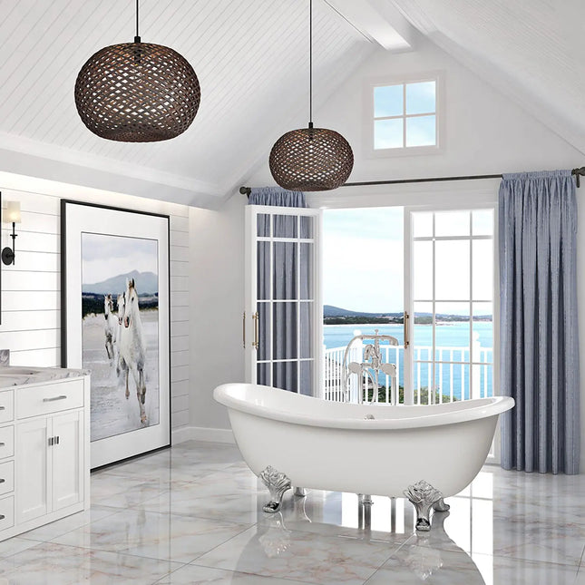 Zitta Bathtub Harrogate freestanding cast iron white with rivets finish 66 3/4" x 30 1/8" x 26 9/16", Slik Portfolio collection THR6730FI001 - Plumbing Market