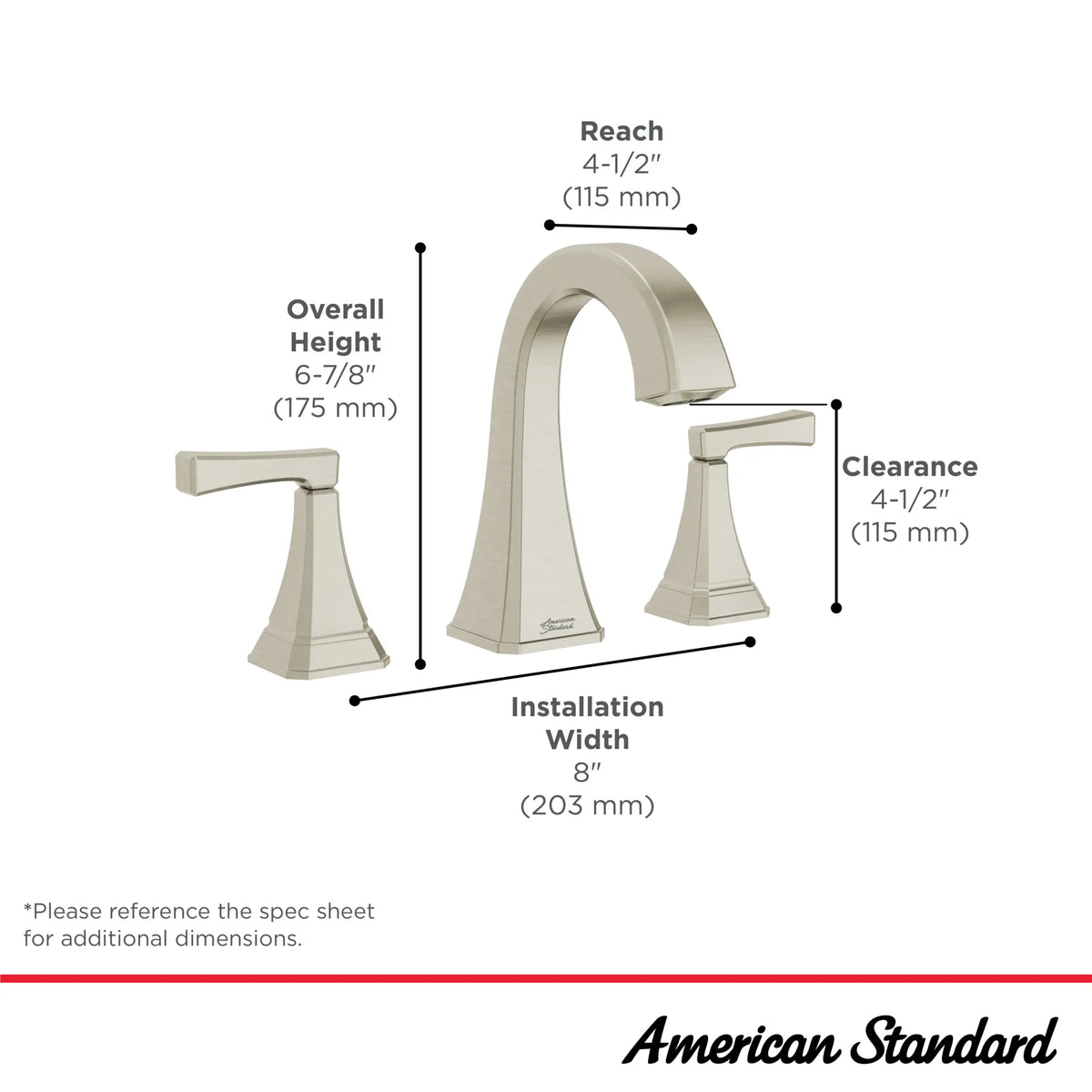 American Standard Westerly 8-In. Widespread 2-Handle Bathroom Faucet 1.2 GPM with Lever Handles