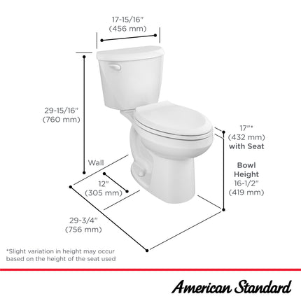 American Standard Colony 3 Two-Piece 1.28 gpf/4.8 Lpf Chair-Height Elongated Toilet Less Seat American Standard