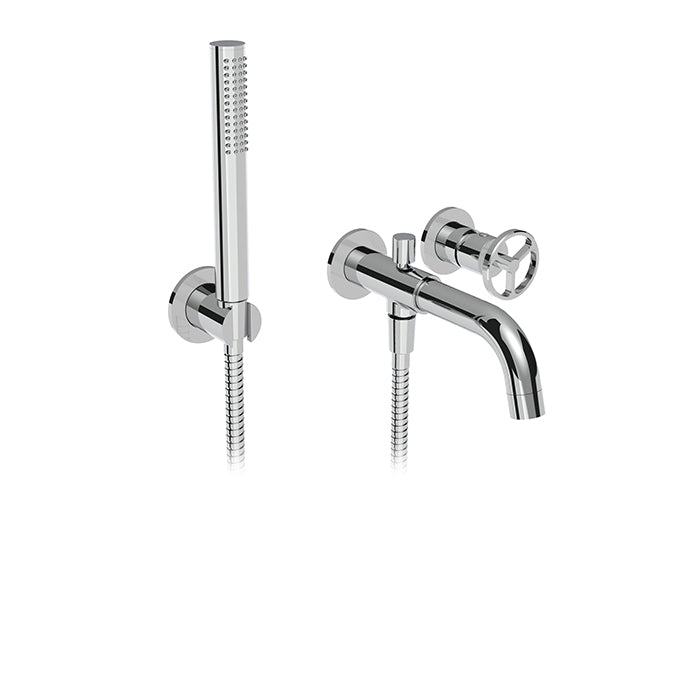 ALT 1840 Wallmount Tub Filler with Handshower 18403 with round handle in Polished Chrome
