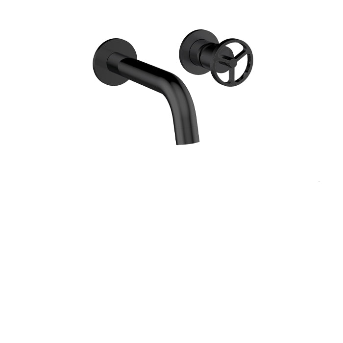 ALT 1840 Wallmount Lavatory Faucet 18429 with round handle in Electro Black