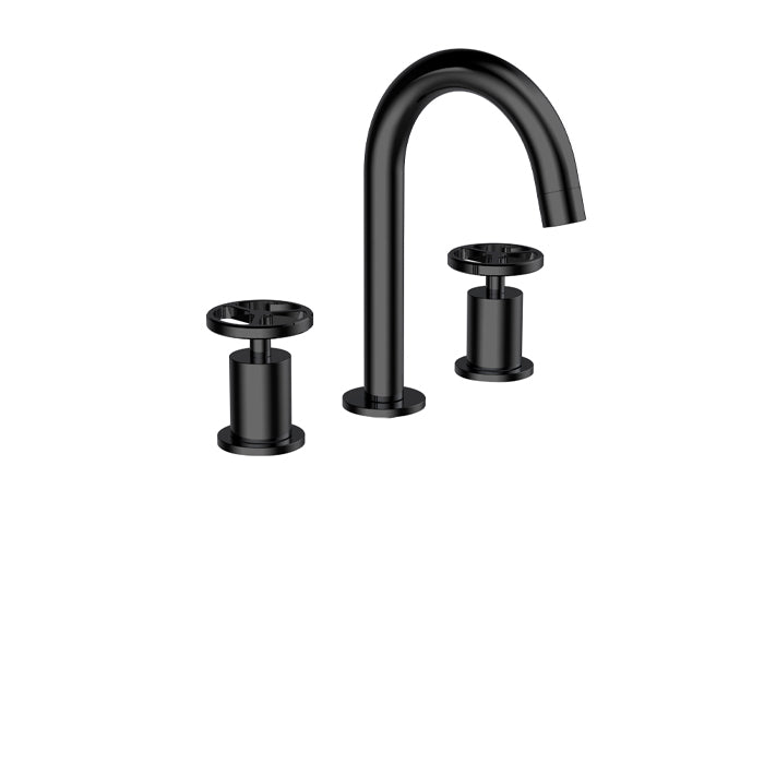 ALT 1840 Widespread Lavatory Faucet 18471 with round handle in Electro Black