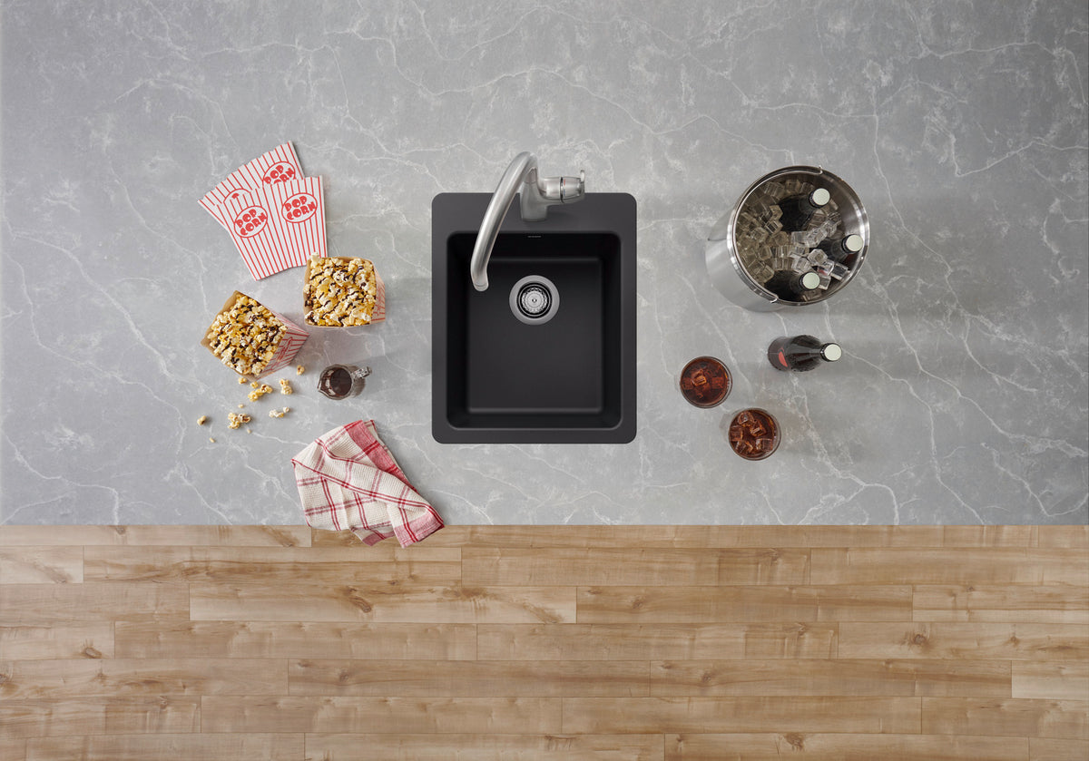 Blanco Liven Bar 16 3/4" Dual Mount SILGRANIT Bar Sink installed