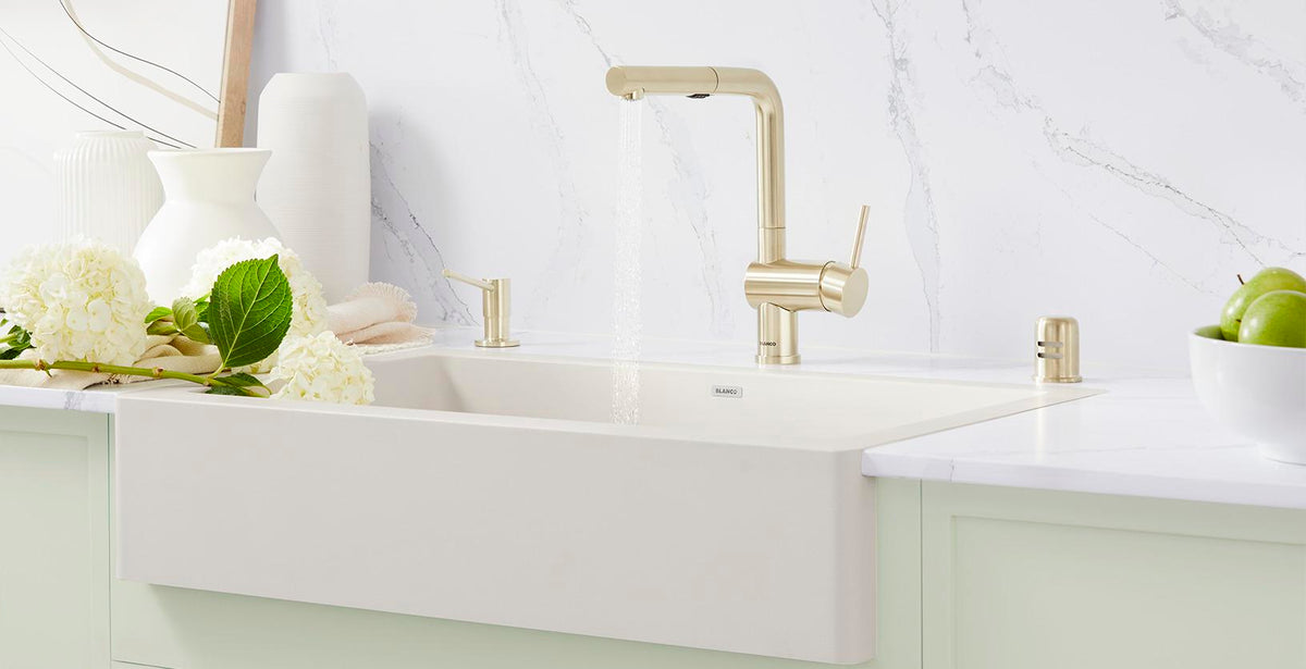 Blanco Linus kitchen faucet installed in a kitchen
