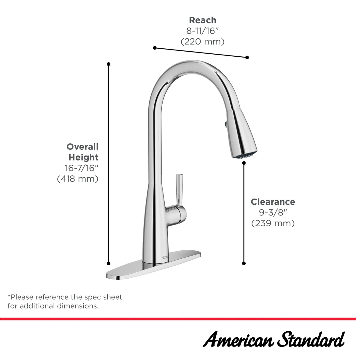 American Standard Fairbury Single-Handle Pull-Down Dual Spray Kitchen Faucet 1.8 GPM with Lever Handle