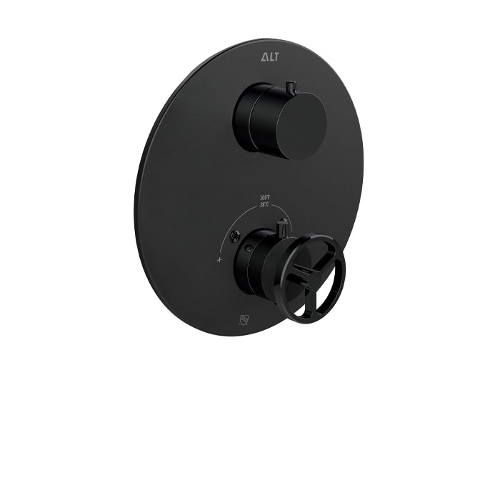 ALT 1840 Trim Set for Uniplex Thermostatic Valve – 3-Way Diverter – Shared 18893 in Electro Black