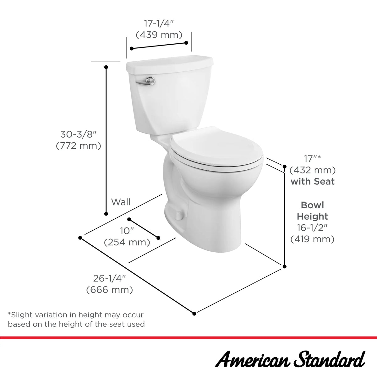 American Standard Cadet 3 FloWise 1.28 GPF/4.8 LPF Left Trip Lever 16/1-2-in. Round-Front Toilet with Slow-Close Seat