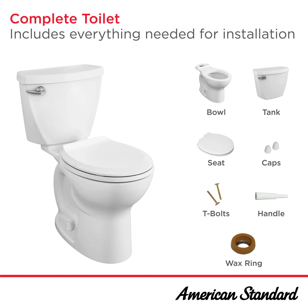 American Standard Cadet 3 FloWise 1.28 GPF/4.8 LPF Left Trip Lever 16/1-2-in. Round-Front Toilet with Slow-Close Seat