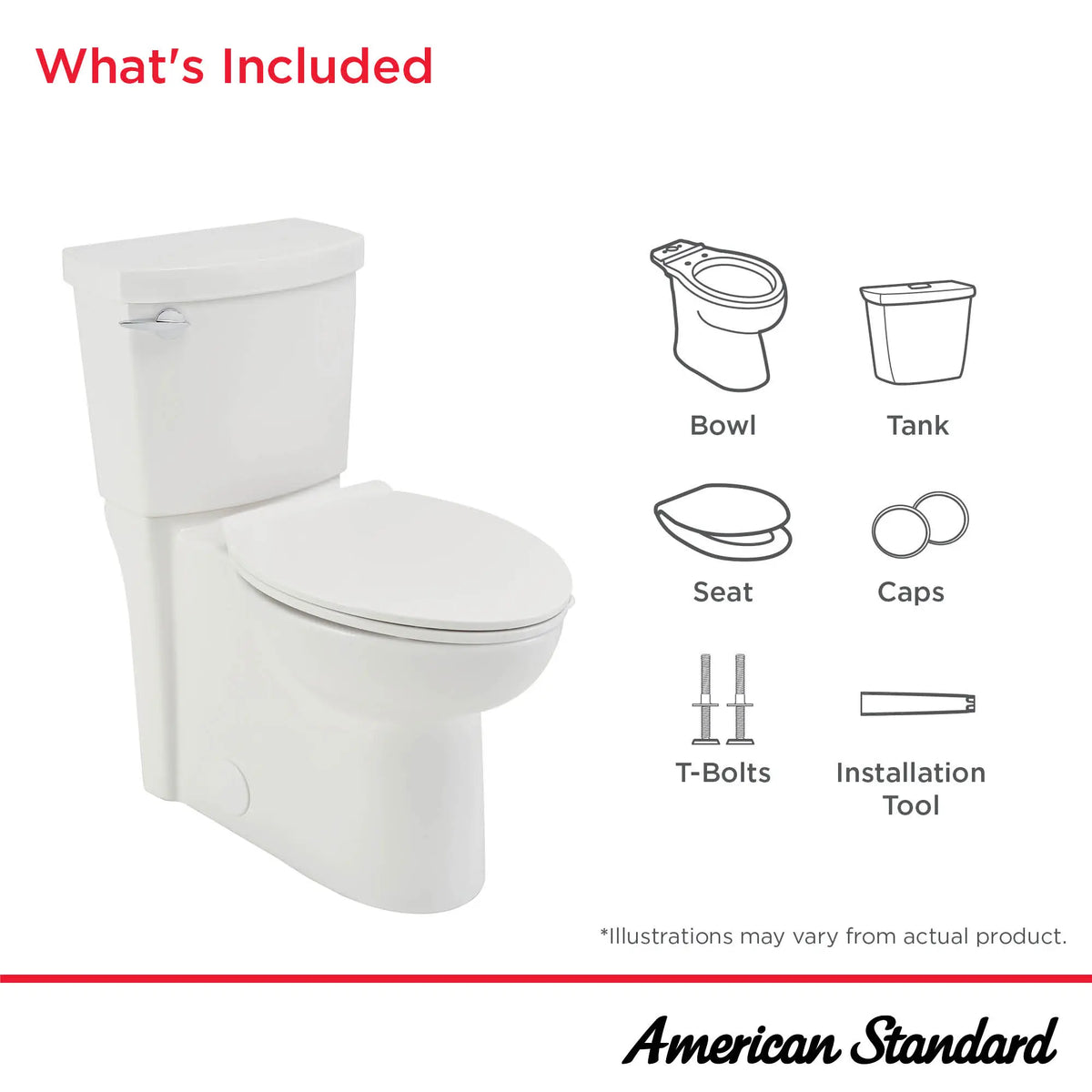 American Standard Edgemere Two-Piece Dual Flush 1.28 gpf/4.8 Lpf and 1.0 gpf/3.8 Lpf 12-Inch Rough-In Chair Height Elongated-Front Toilet with Seat